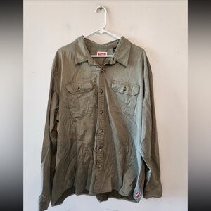 Wrangler Shirt Men's 2xl Regular Fit Green Stretch Button Up Casual Workwear